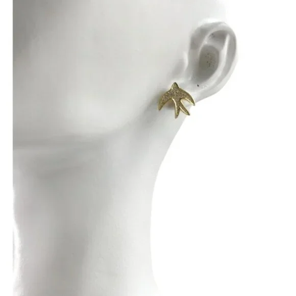 Swallow bird Stud earrings In 14k Gold over Sterling... - Picture 2 of 7
